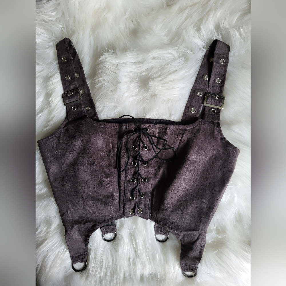 Suede Lace Up Crop Top